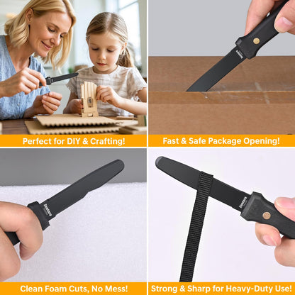 Zentara 2-Pack Cardboard Cutter – No Blade Replacement, Serrated Corrugated Knife for Precision Box Cutting, DIY Crafting, and Recycling –Heavy Duty Ergonomic Handle & Anti-Stick Coating