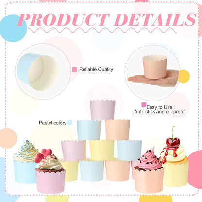 100 Pieces Multi Color Baking Cups for Muffins, 5.5 oz Cupcake Wrappers for Desserts, Baby Showers, Birthday Parties