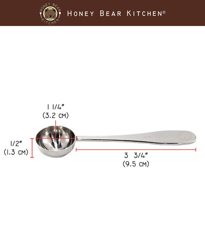 Honey Bear Kitchen 5 ml Teaspoon Measuring Scoop Spoons, Polished Stainless Steel, Set of 2