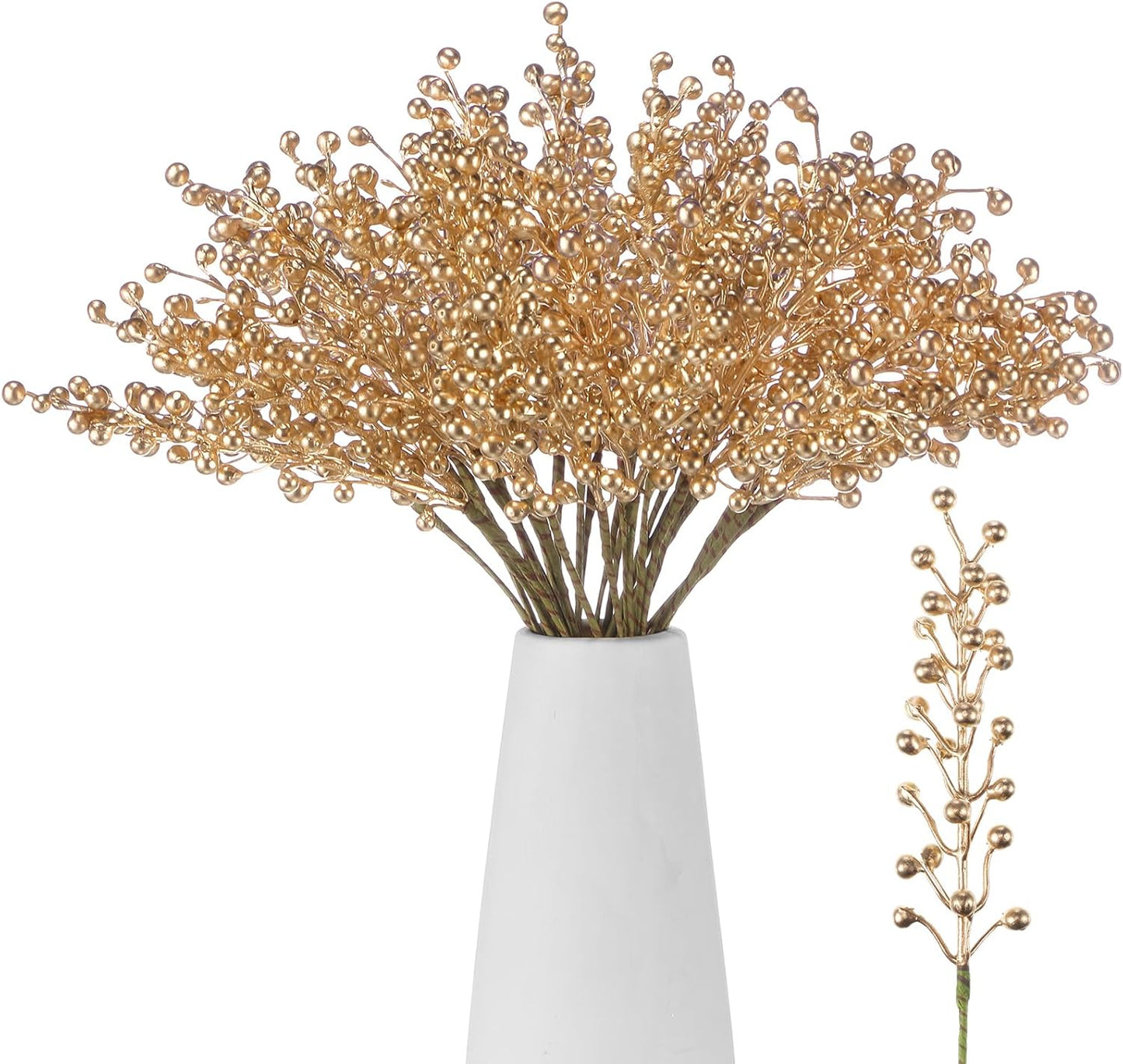 24 Pack 14 Inch Christmas Berry Stems Artificial Berry Picks Xmas Holly Berry Stem Branches for Christmas Tree Ornament