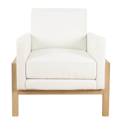 HomePop Wood Frame Accent Chair | Homepop Home Decor | Accent Chairs for Living Room & Bedroom - Cream Boucle