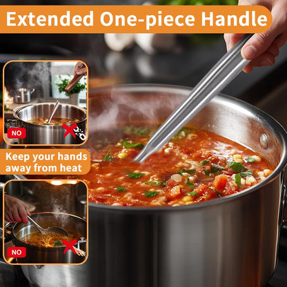Deep Stainless Steel 13.7 Inches Newness Soup Ladle,[Rustproof, Heat Resistance, Integral Forming]Resilient 304 Stainless Steel Soup Spoon with Vacuum Ergonomic Round Handle, Cooking Spoon for Kitchen