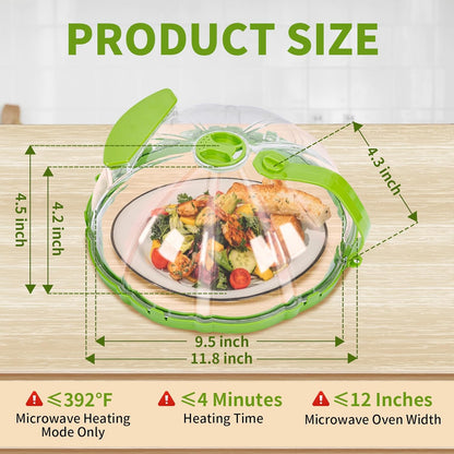 Microwave Splatter Cover for Food Guard - 10 Inch Plate Covers with Water Steamer - Kitchen Essentials