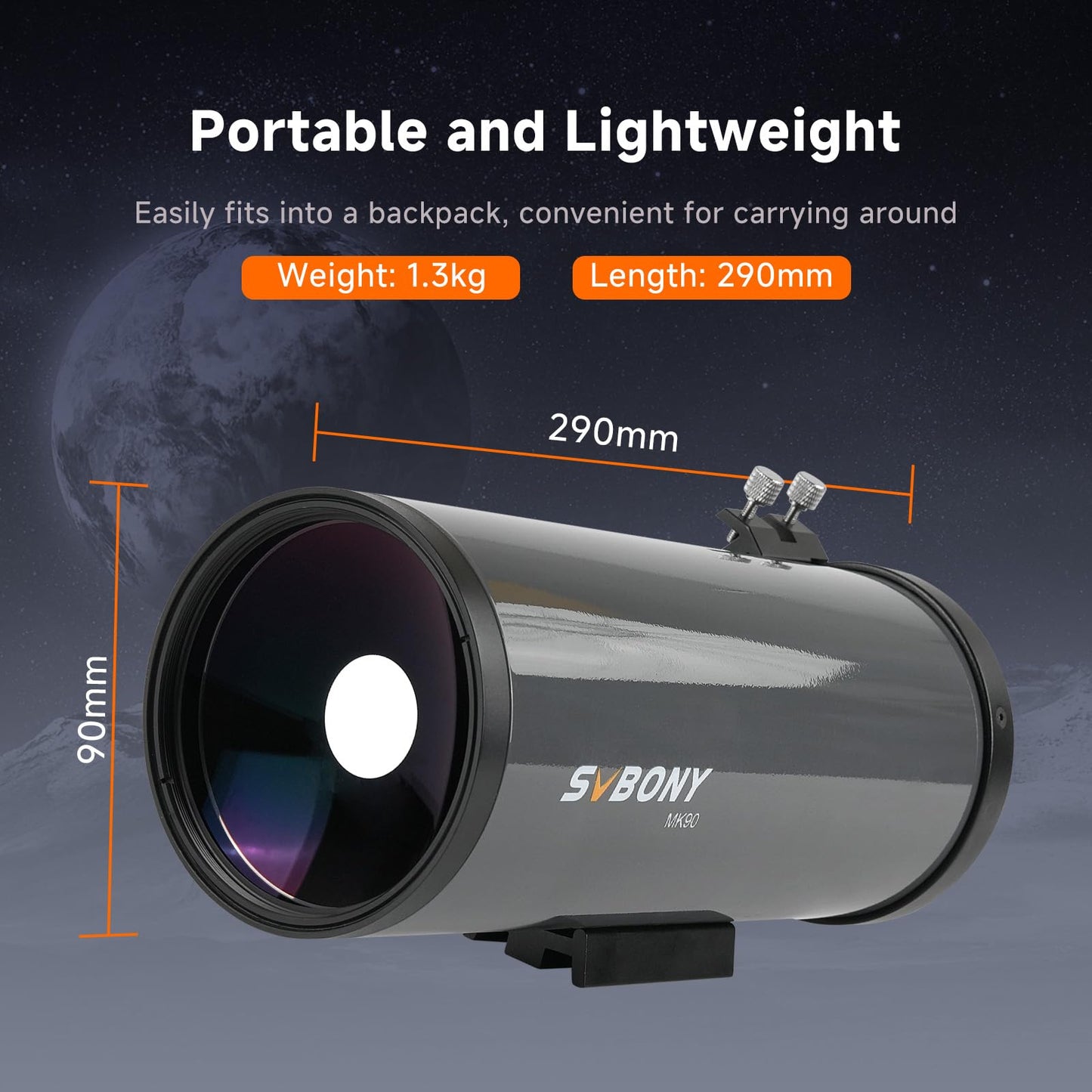 SVBONY MK90 Spotting Scope, Maksutov Cassegrain Telescope for Adults Astronomy, 90mm Aperture, Compact and Lightweight Spotting Scope for Terrestrial and Sky Viewing, Planet Visual and Photography