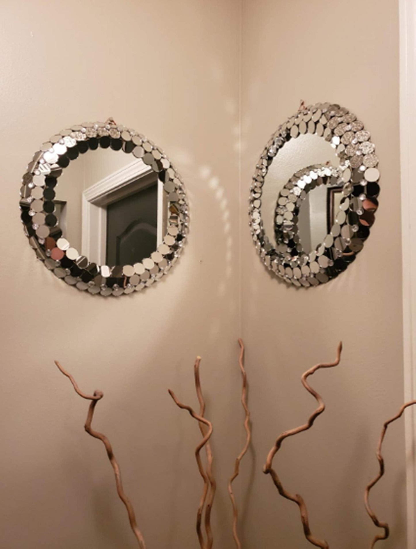 400pcs Mini Round Glass Mirror Mosaic, Small Round Glass Crafts, Real Glass Mirror Mosaic Tiles (Silver Mirror, 1x1cm)
