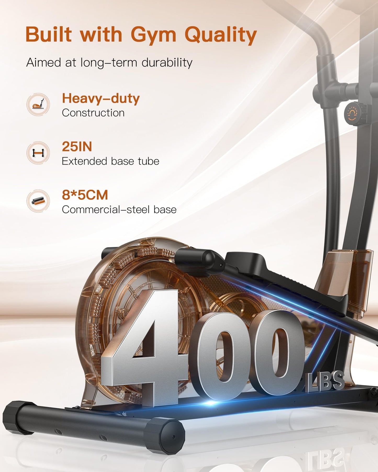 Niceday Elliptical Exercise Machine, Elliptical Machine for Home, Magnetic Elliptical Trainer with 15.5IN Stride, 16 Resistance Levels, 400LBS Loading Capacity Brown