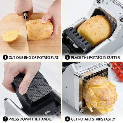Potato Cutter, Sopito Stainless Steel Blade Fry Cutter to Get 1/2 Inch French Fries, Great for Potatoes Carrots Cucumbers, Home Use