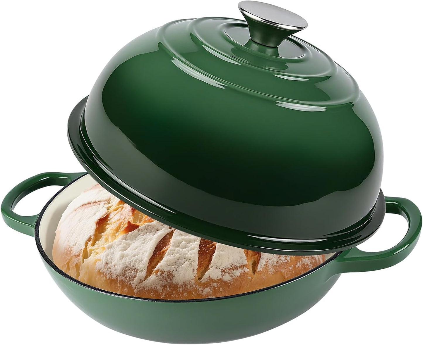 500F, 6 Dutch Oven for Bread Baking, Bread Oven, Enameled Cast Iron Dutch Oven, Bread Pot with Dome Lid, Oven Safe up