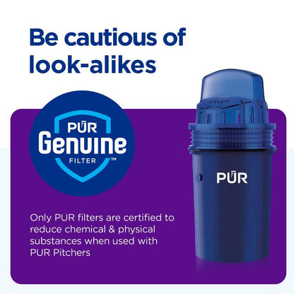 PUR 7-Cup Water Filter Pitcher, Cleaner, Great-Tasting Water, Dishwasher Safe, Powerful, Faster Filtration, LockFit Cap Design - White