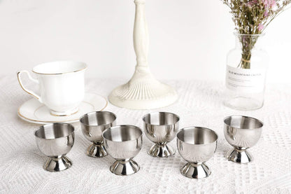 Egg Cup Holder Set for Soft Boiled Eggs Include 6 Stainless Steel Egg Tray Kitchen Tool