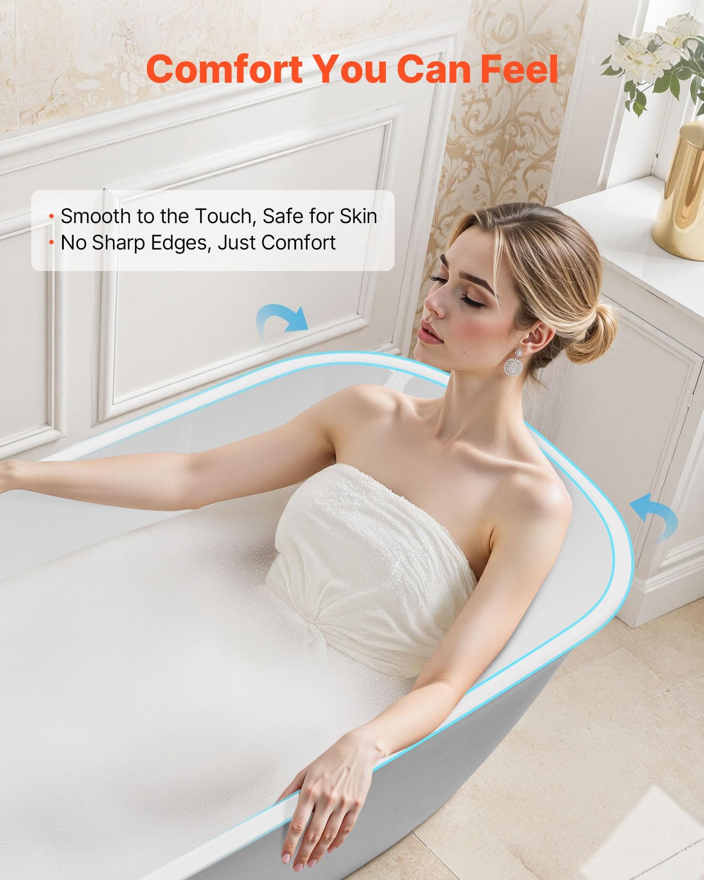 VEVOR Acrylic Freestanding Bathtub, 67 Inch Contemporary Soaking White Tub with Polished Chrome Overflow and Drain, Elegant Oval Shape Stand Alone Soaker Tub for Modern Bathroom or Remodel Projects