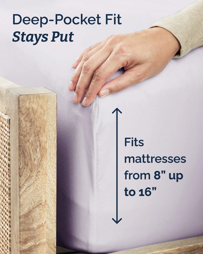Skiennix Twin XL Sheet Set - Comfy Cooling Bed Sheets - Luxury Bedding in Light Lavender - Deep Pockets & Wrinkle-Free