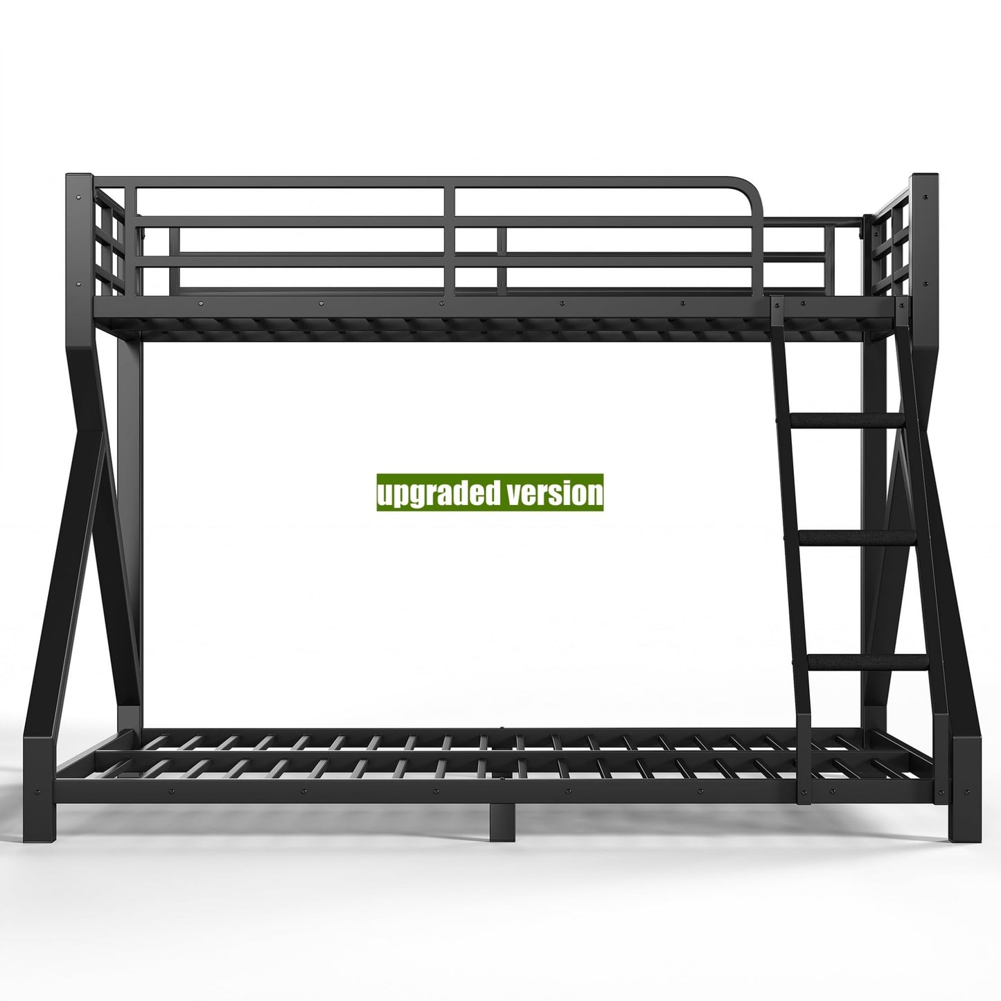 QLUSAN Latest Upgraded & Stronger Heavy Duty Metal Twin XL Over Queen Size Bunk Bed, Safer Thickened More Stable Bunkbed (Greater Weight Capacity) (Twin XL Over Queen (A),Black)
