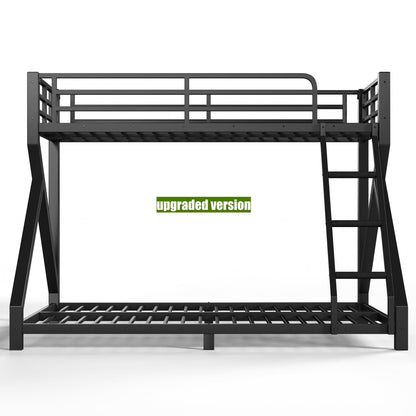 QLUSAN Latest Upgraded & Stronger Heavy Duty Metal Twin XL Over Queen Size Bunk Bed, Safer Thickened More Stable Bunkbed (Greater Weight Capacity) (Twin XL Over Queen (A),Black)