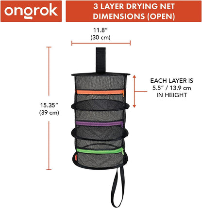 3 ONGROK Mesh Drying Rack, Tier, Hanging Herb Drying Net, Plant Dryer Tent