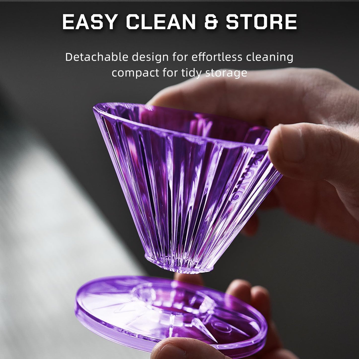 MAVO Pour Over Coffee Dripper, Detachable Hand Drip Brewer, Pour Over Coffee Maker, Compatible with V01 Paper Filters & Wave Filter 155, Purple