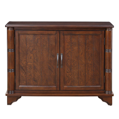 HMFULE 40" Sideboard Cabinet 2-Doors Solid Wood, Retro Buffet Cabinet with Storage Adjustable Shelf, Console Table Accent for Hallway, Living Room, Dining Room, Kitchen, Entry Way (Brown)