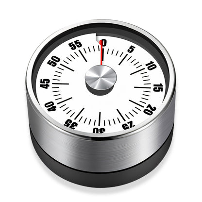 Premium Mechanical Kitchen Timer, No Battery Required, Magnetic Base, Twist Dial Control, Space Saving Design for Cooking Exercise, Silver and Black
