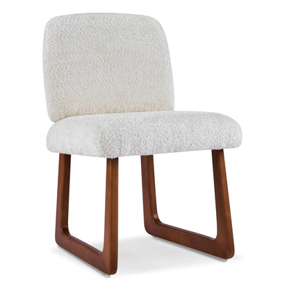 Christopher Knight Home Valora Boucle Upholstered Dining Chairs Set of 2, Modern Dining Chair with Sled Base, Wooden Armless Kitchen Chairs with Solid Back, Extra Seat for Dining Room, Beige + Brown
