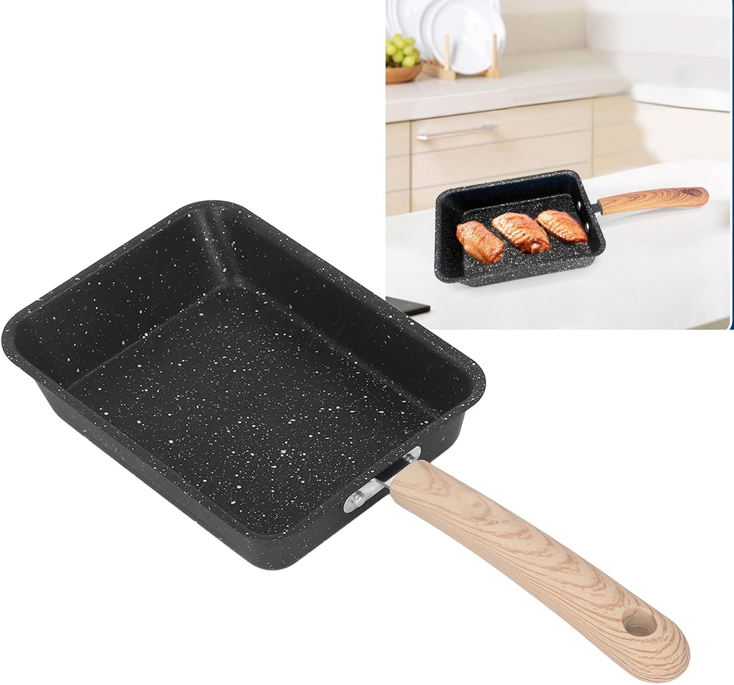 Breakfast Flat Pan, Tamagoyaki Omelette Pan, Non Stick Iron Square Frying Pan for Home Kitchen