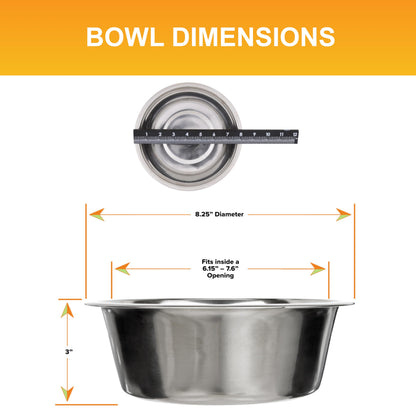Neater Pet Brands 7 Cup (56 oz.) Stainless Steel Dog Bowls, Set of 2 Neater Feeder Replacement Bowls (M/L Express, Large Deluxe Models), Dog Food Bowl & Water Bowl, Dishwasher Safe Metal Dish for Dogs