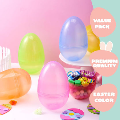 6 7" 6 JOYIN Pcs Jumbo Plastic Easter Eggs, Clear Colors Empty Eggs for Filling Treats Easter Party Favor Hunt Basket