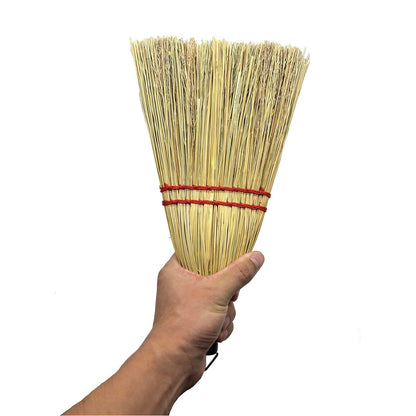 Handmade 12 Inch Mini Corn Broom Whisk Made of Natural Corn Broom Straw with a Solid Metal Hang Design for Indoor & Outdoor Use Car Porch Debris Halloween Dust Dirt Driveways Sidewalks
