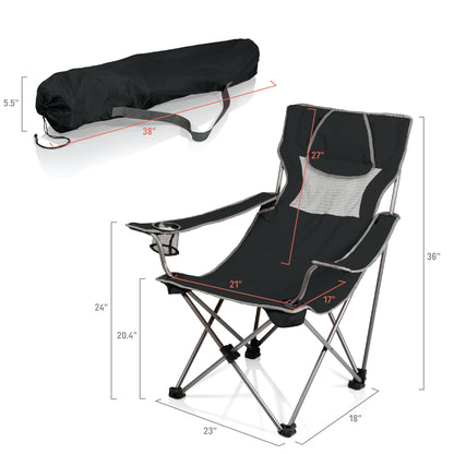 Picnic TIME NCAA Georgia Tech Yellow Jackets Campsite Camping Chair, Picnic Chair, Outdoor Folding Chair with Carry Bag, Beach Chair, (Black with Gray Accents), 23 x 18 x 36