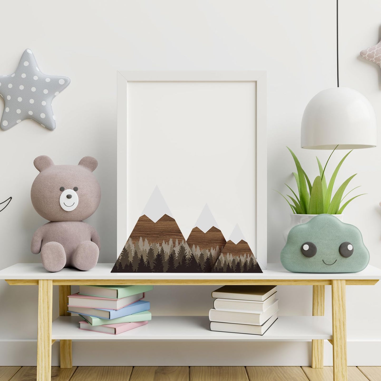 Maitys 3 Pcs 3 Size Mountain Shelf Decor Mountain Wooden Sign Farmhouse Wood Forest Sign Woodland Nursery Decor Travel Adventure Table Centerpiece for Home Farmhouse(Taupe)
