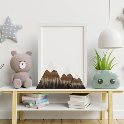 Maitys 3 Pcs 3 Size Mountain Shelf Decor Mountain Wooden Sign Farmhouse Wood Forest Sign Woodland Nursery Decor Travel Adventure Table Centerpiece for Home Farmhouse(Taupe)
