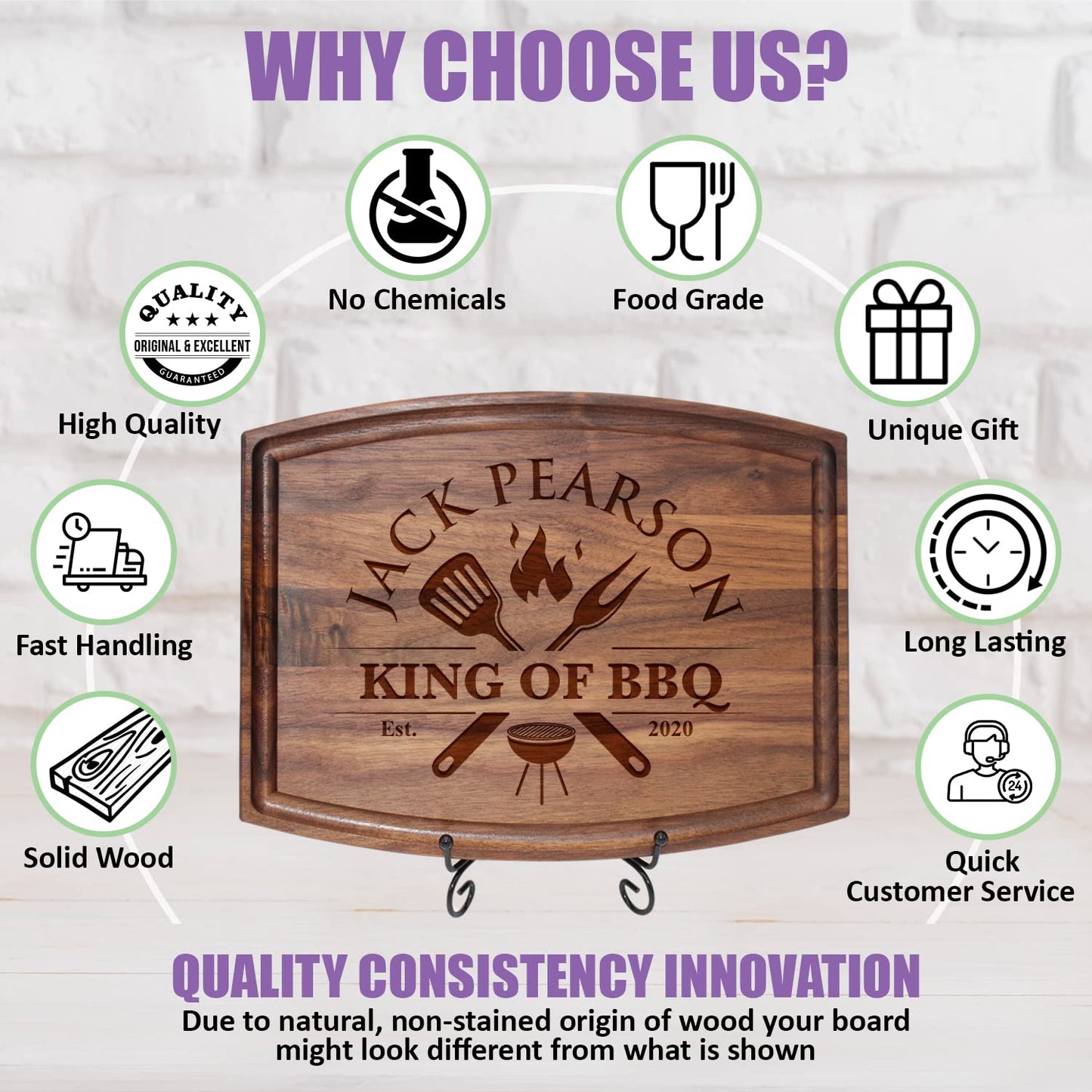 Personalized Dad Cutting Board - Customized Wood Grill Board for BBQ Masters - Custom Barbecue and Grilling Gift for Dad, Grandpa or Him - Anniversary, Birthday, Father's Day Gifts, Gifts for Men