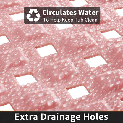 Yimobra Non Slip Bathtub Mat with Super Strong Suction Cups, 27.5"x15.5", Long Shower Mat with Drain Holes, Machine