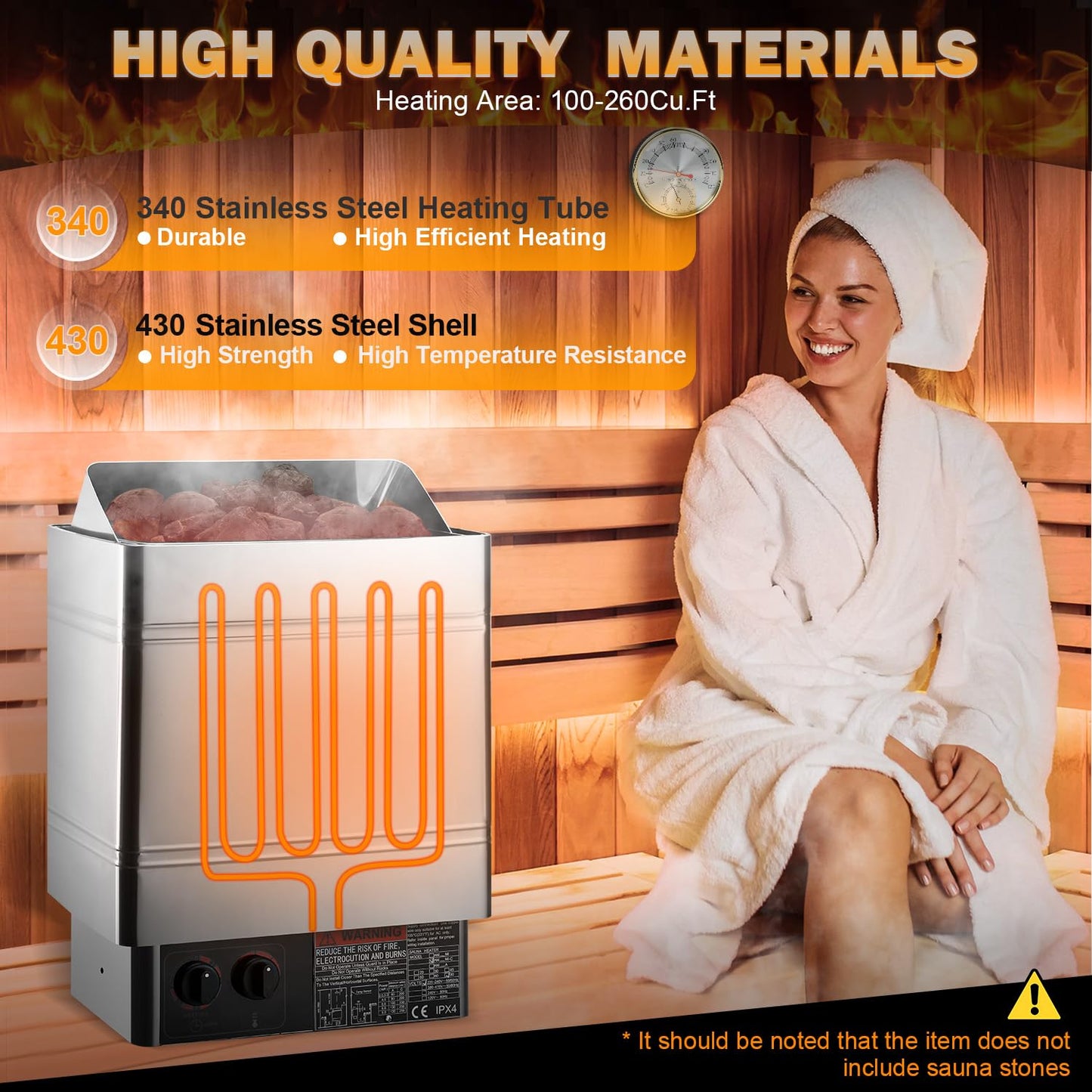 SINLJXDD Sauna Heater Stove-Electric Sauna Heater 220V 9KW，Dry Sauna Heater with Built-in Controller,Home Steam Sauna,Suitable Sauna for Home,SPA Houses,Hotels Dry Saunas (9KW)
