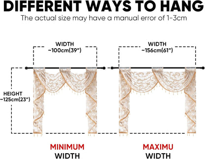 NAPEARL Waterfall Valance Window Treatment for Living Room, Two Swags Valance, Kitchen Bedroom Decoration