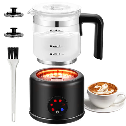 JXXM Electric Milk Frother, 6 in 1 Milk Steamer,17oz Automatic Warm and Cold Foam Maker for Coffee,Latte, Cappuccino, Macchiato, Hot Chocolate (Black)