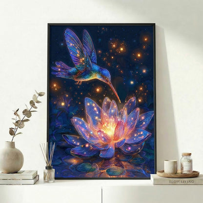 LuwoArte Hummingbird Diamond Art Kits for Adults,DIY Sparkling Bird Diamond Painting Kits on Canvas Round Diamond Gem,5D Full Drill Painting Kit Art and Crafts for Adult Home Wall Decor 12 X 16 inch
