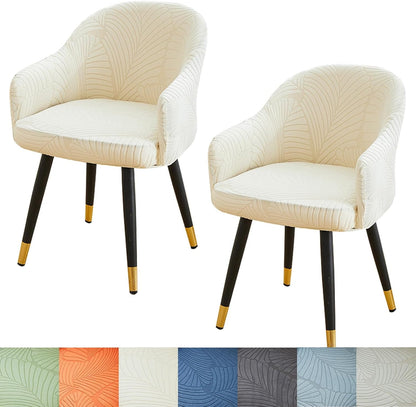 Curved Back Dining Chair Covers with Armrest, Stretch Accent Dining Room Chairs Covers Slipcovers with Arms, Office