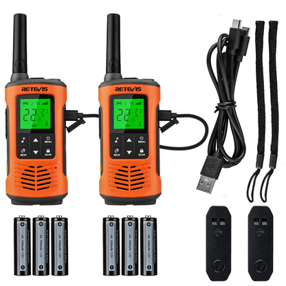 Retevis RT45P Waterproof 2 Way Radio, Long Range Walkie Talkie, IP67, 1000mAh, NOAA Weather Alert, SOS Alarm, USB-C, Rechargeable Two Way Radios for Kitesurfing, Beach 4 Pcs
