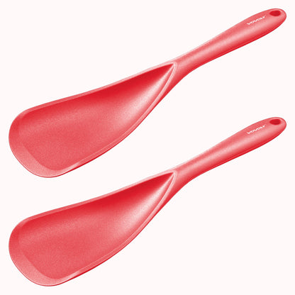 Cooking Spoon for Nonstick Cookwares, VOVOLY Silicone Spoon for Mixing, Scoop, and Scrape,Seamless Design, 12.6'', 2 Pack, Red