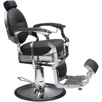 Professional Barber Chair - Hydraulic Salon & Tattoo Chair, 550lb Capacity, 360° Swivel & 160° Recline, Adjustable Headrest (Vintage Silver)