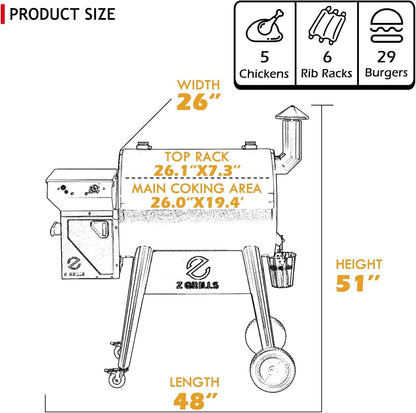 Z GRILLS 2025 Upgrade 8-in-1 Electric Wood Pellet Grill & Smoker with PID V3.0 Controller, LCD, 697 Sq In,Meat Probes, Easy Hopper Clean-out & Grill Cover