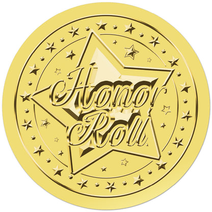CRASPIRE 625Pcs Honor Roll Star Gold Certificates Stickers 1.5" Foil Embossed Self Adhesive Envelopes Seals Round Labels for Invitation Graduation Award Corporate Diplomas Wedding Gift Wrapping Decor