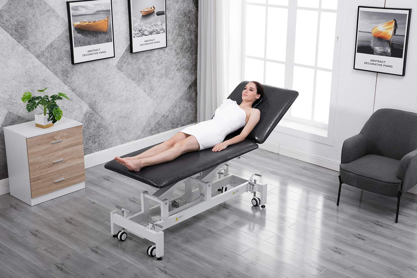 Physical Therapy Table,HomelyD Hi-Lo adjustable 2 section PT Treatment table,ultra comfortable foot control Facial Salon SPA Bed for Clinic,Massage and Acupuncture (Black）)-blue