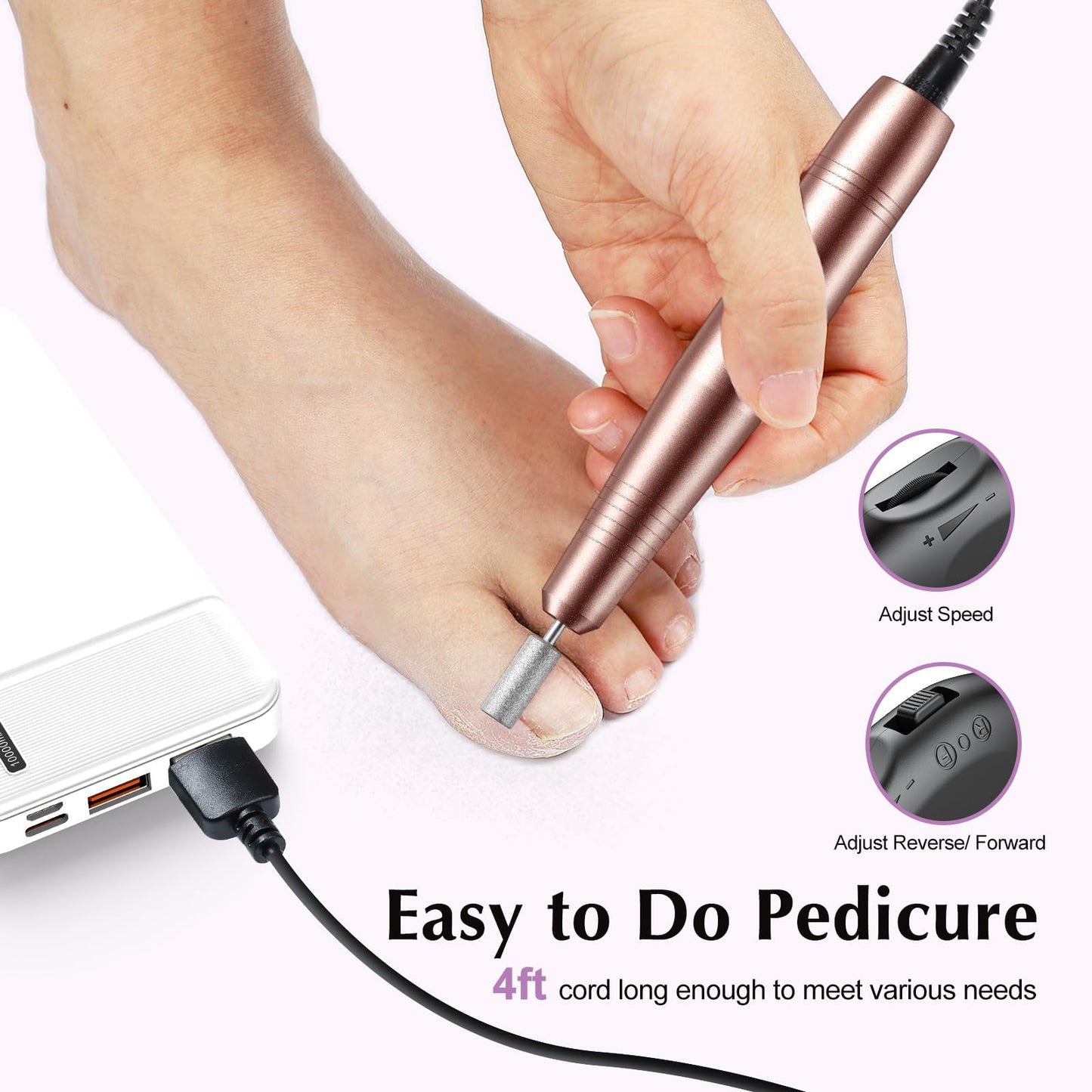 COSLUS Electric Nail Drill File Professional: for Acrylic Gel Dip Powder Nails Portable Nail Machine Kit Manicure Pedicure Tools Polishing Set with Nail Drill Bits Sanding Bands