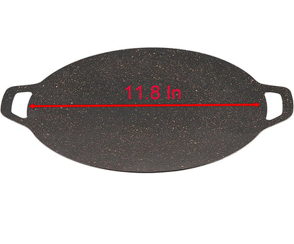 Thin Korean Grill Pan, 11 Inch Iron with Non-stick Coating Baking Tray on Heating Stove for Home, Party Travel and Outdoor (11.8 inch)