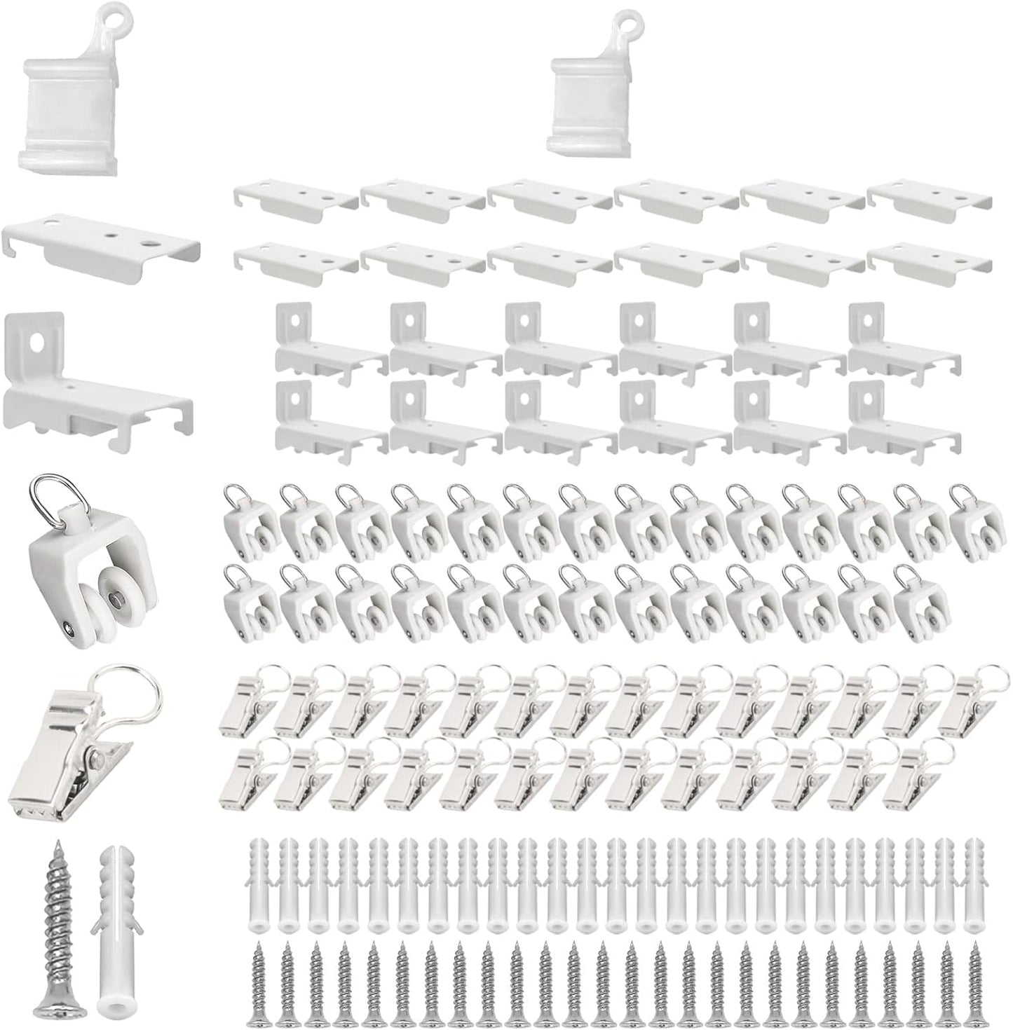 KOLAKO Curtain Track Accessories - 12 Feet Curtain Rail Wall and Ceiling Mount Brackets, Flexible Curtain Track Hardware