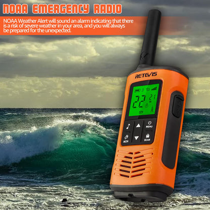 Retevis RT45P Waterproof 2 Way Radio, Long Range Walkie Talkie, IP67, 1000mAh, NOAA Weather Alert, SOS Alarm, USB-C, Rechargeable Two Way Radios for Kitesurfing, Beach 4 Pcs