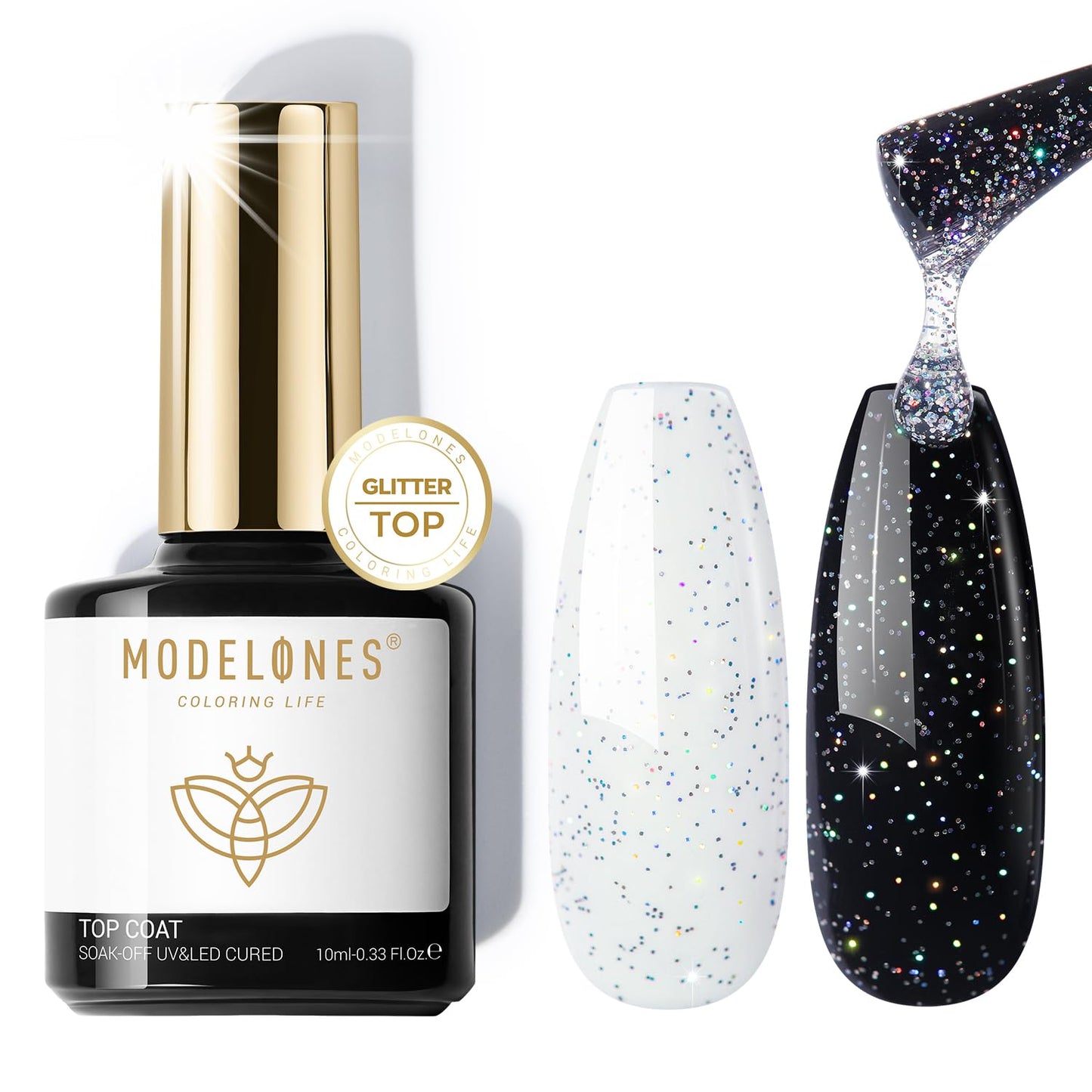 modelones Builder Nail Gel with Gel Top Coat, 3Pcs Clear Builder Nail Kit for Thickening Apex Building Extension Rhinestone Gel Tips Glue, U/V LED Lamp Cured for Home DIY Salon Girls