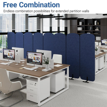 Natwind 5 Panel 122.8 x 71 in Office Room Privacy Protect Space Divider Portable Partition,Wall Folding Cubicle Indoor Freestanding Acoustic Partition Temporary for Office Room, Navy Blue