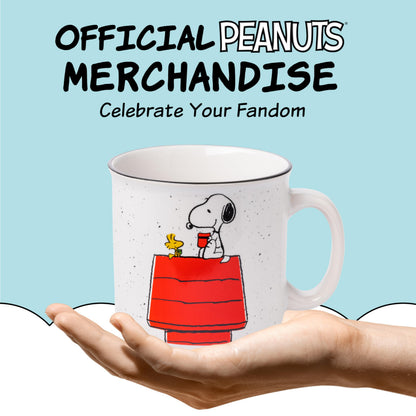 Silver Buffalo Peanuts Snoopy and Woodstock Get Cozy Ceramic Camper Mug, 20 Ounces